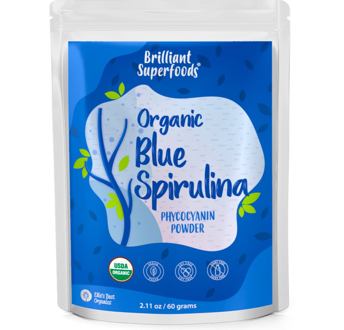 Ellie's Best Organic Blue Spirulina Powder (Phycocyanin Extract) - 2.11 oz, 60 Servings - Odorless - Vegan, Non-GMO, Gluten-Free, Dairy-Free - Organic Food Coloring - for Smoothies & Protein Drinks