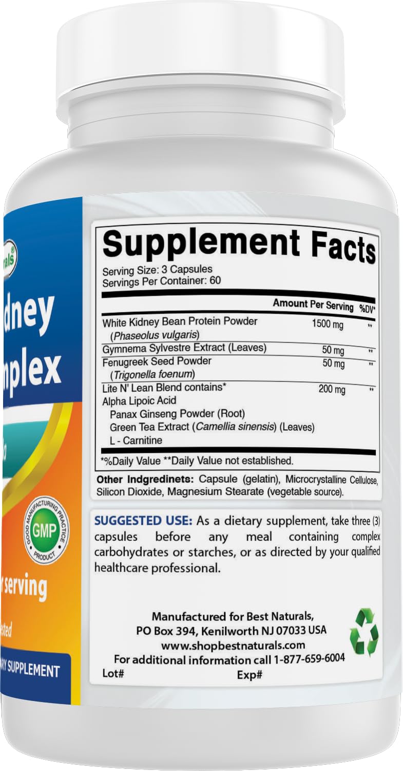 Best Naturals White Kidney Bean Complex 1800 mg Per Serving Capsule, 180 Count