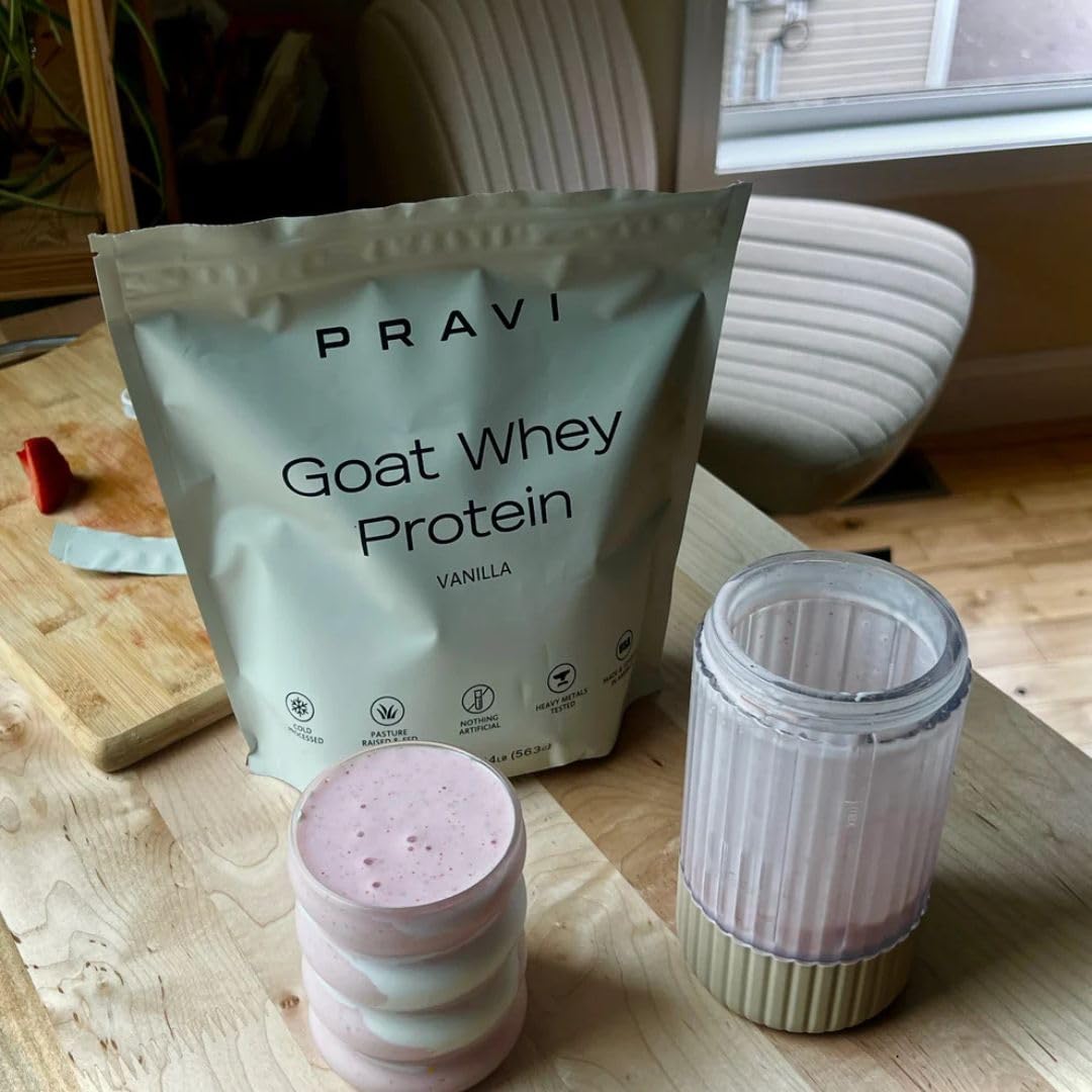 Pravi Nutrition Grass-Fed Pure Goat Whey Protein Powder - Vanilla Flavor, 17.6 oz