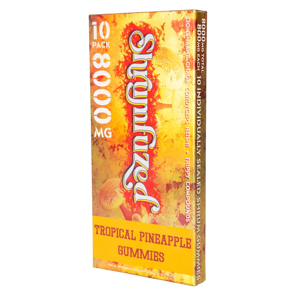Shrumfuzed Nootropic Gummy 8000mg Lion's Mane, Reishi, Chaga, and Cordycep Nootropic Mushroom Blend, 10 Gummies