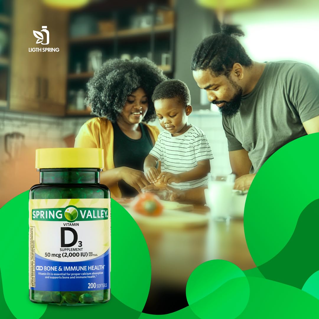 LightSpring Vitamin D3 1000 IU Softgels, 200 Count