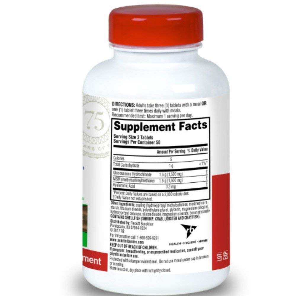 Schiff Glucosamine 1500mg Plus MSM and Hyaluronic Acid Tablets, 1050 Count