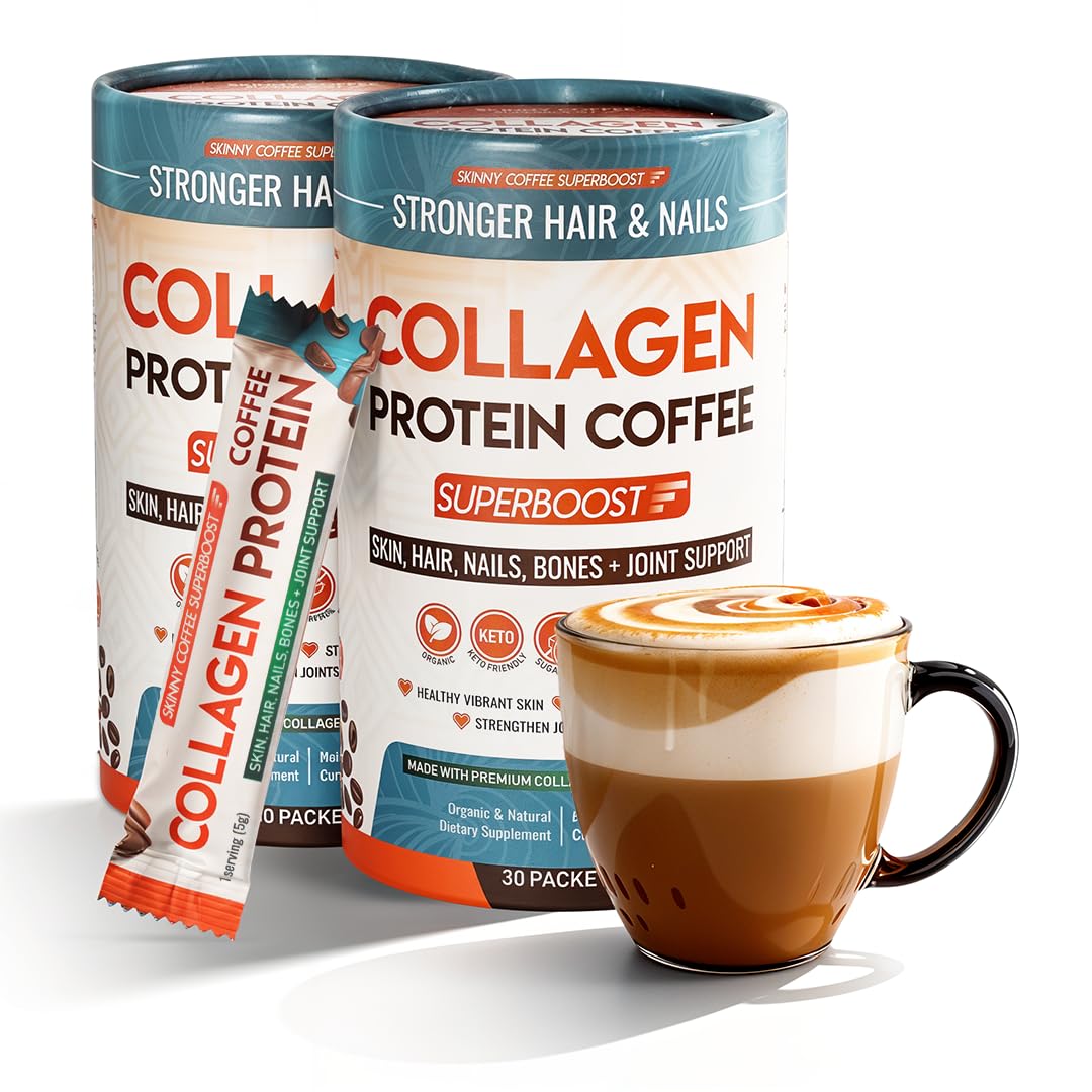 Skinny Coffee SuperBoost Collagen Protein Coffee Powder, 60 Servings