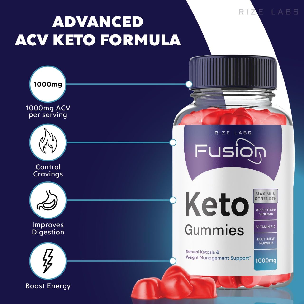Rize Labs Keto Fusion ACV Gummies 60 Count