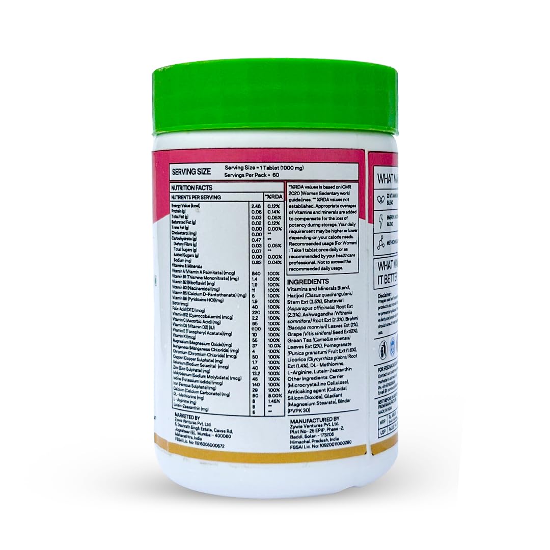 OZIVA Daily Women’s Multivitamin Tablets, 60 Count