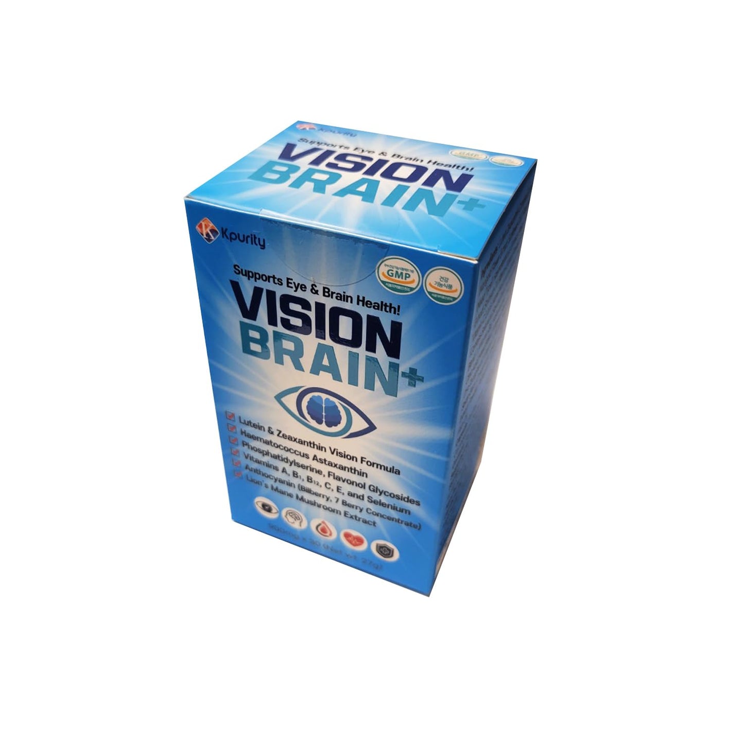 KPurity VisionBrain+ Eye & Brain Health Supplement with Lutein & Zeaxanthin Capsules 30 Count