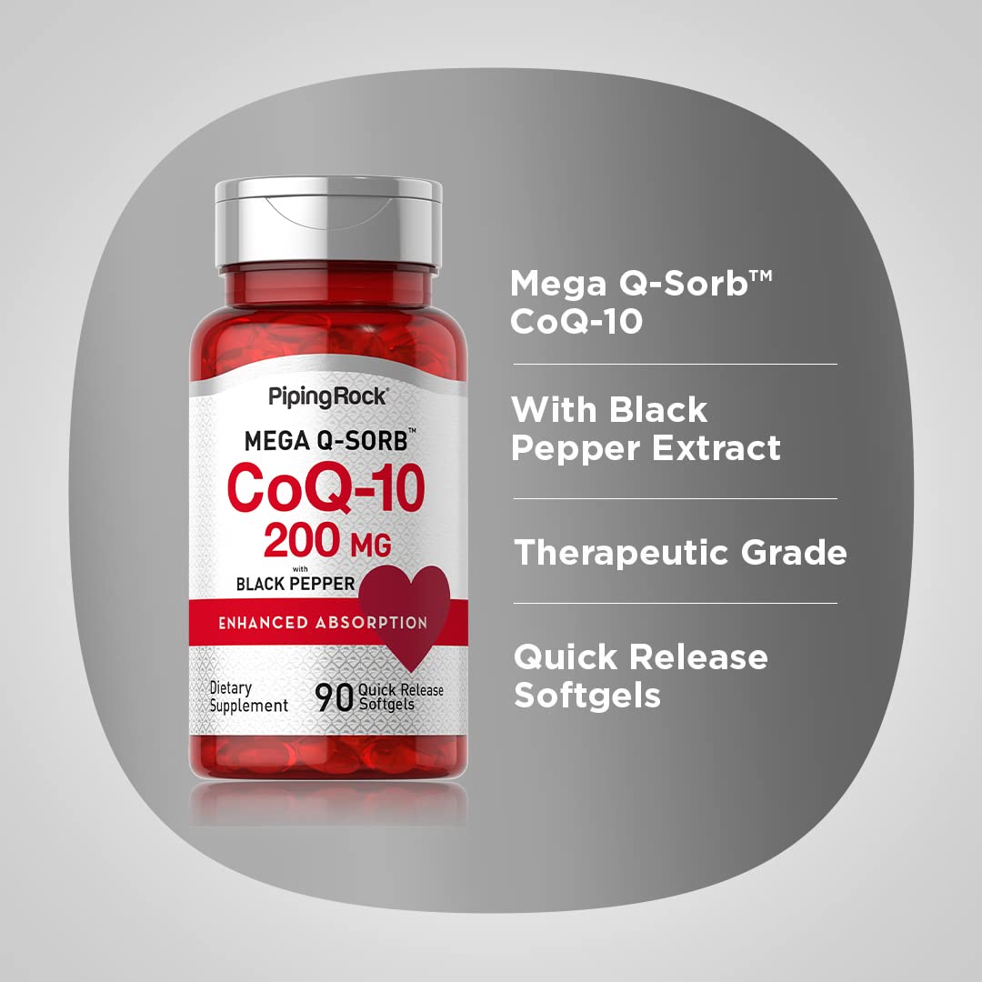 Piping Rock CoQ10 200mg Softgels, 90 Count