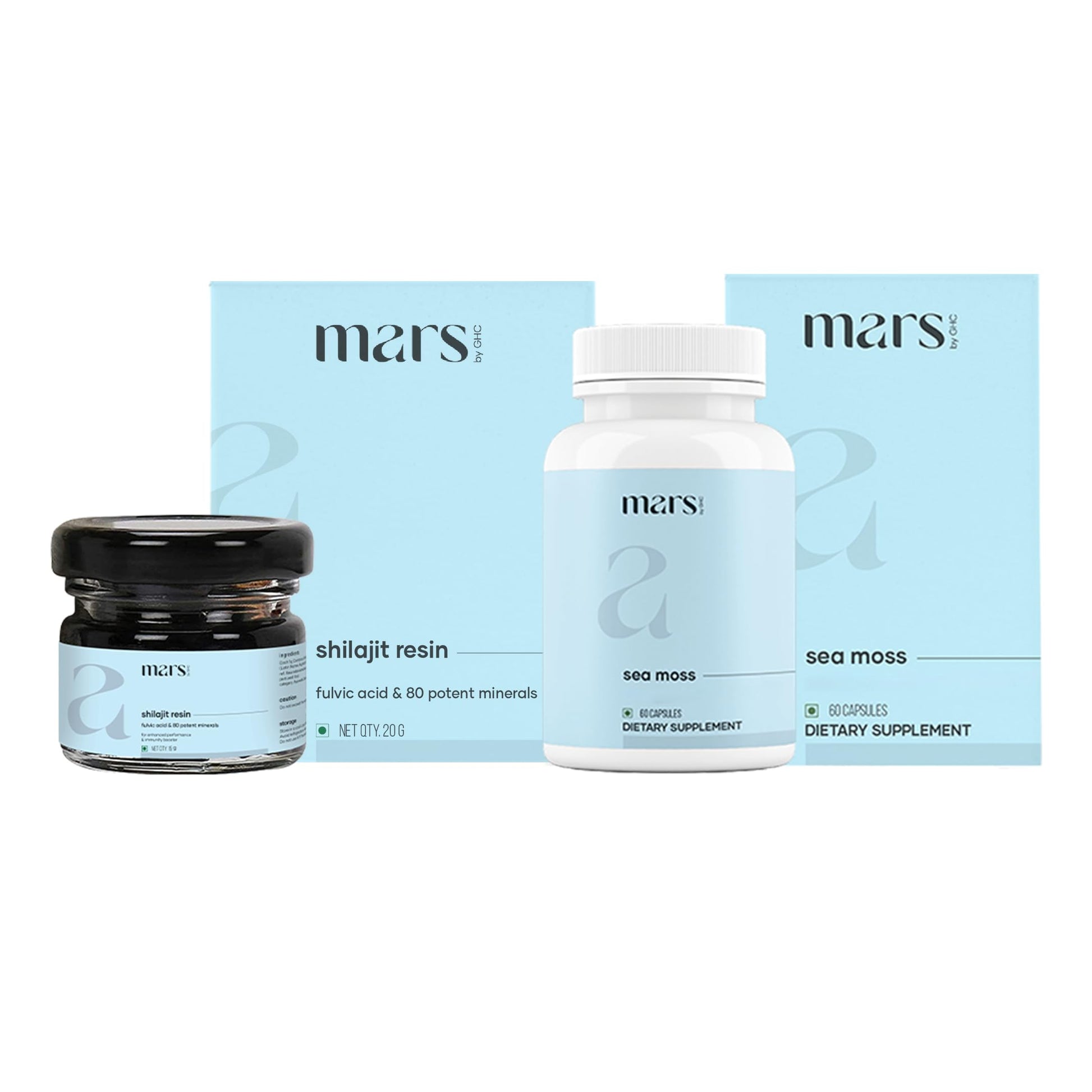 Mars by GHC Vitality Booster Combo Shilajit Resin & Sea Moss Capsules, 2 Capsules
