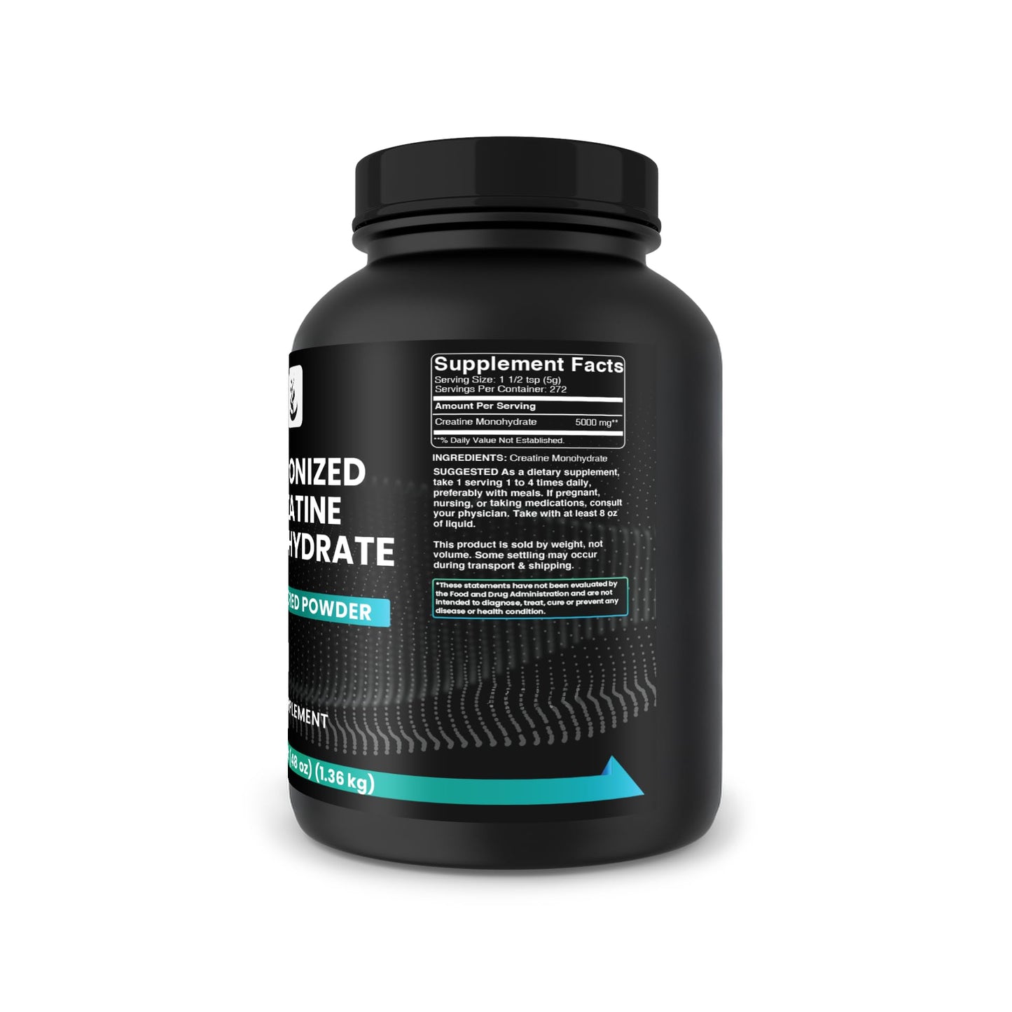 Pure Original Ingredients Micronized Creatine Monohydrate Powder, 48 Servings