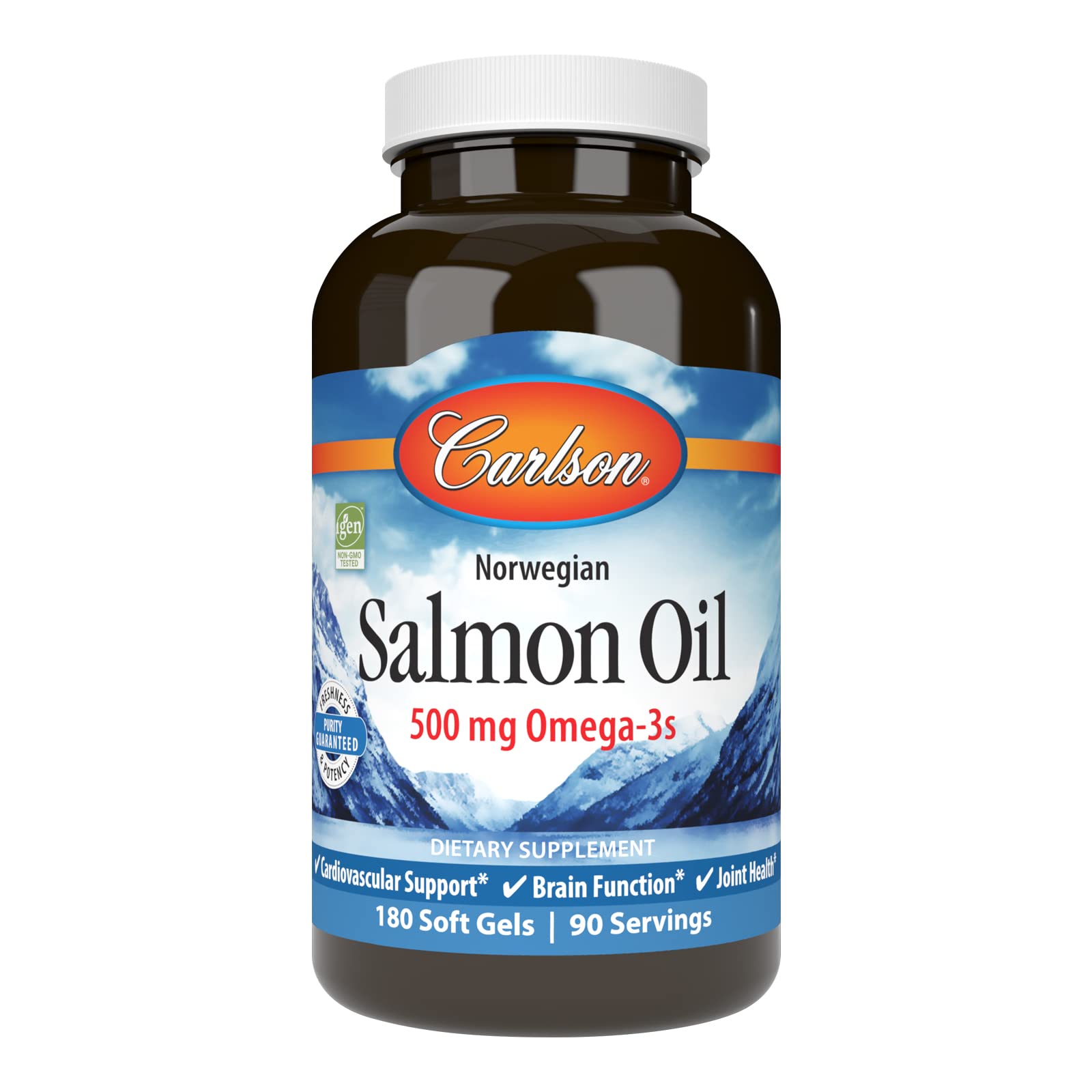 Carlson Salmon Oil 500mg Omega-3s Softgels 180 Count