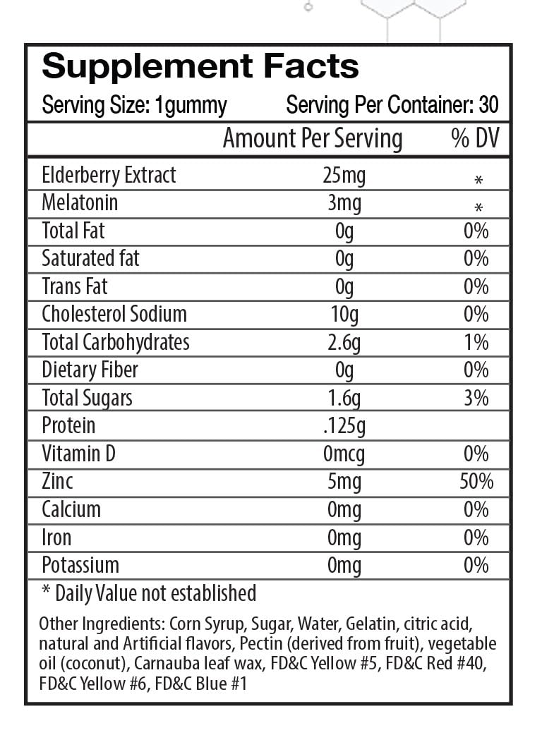 Absolute Nutrition Absolute Immunity Zinc and Elderberry Sleep with Melatonin Gummies 30 Count
