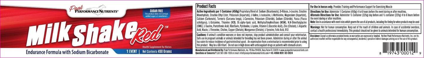 Peak Performance Nutrients Milkshake RED Powder 450 GM
