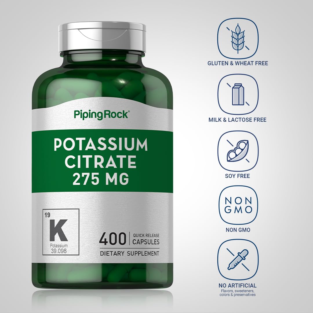 Piping Rock Potassium Citrate Supplement Capsule, 400 Capsules
