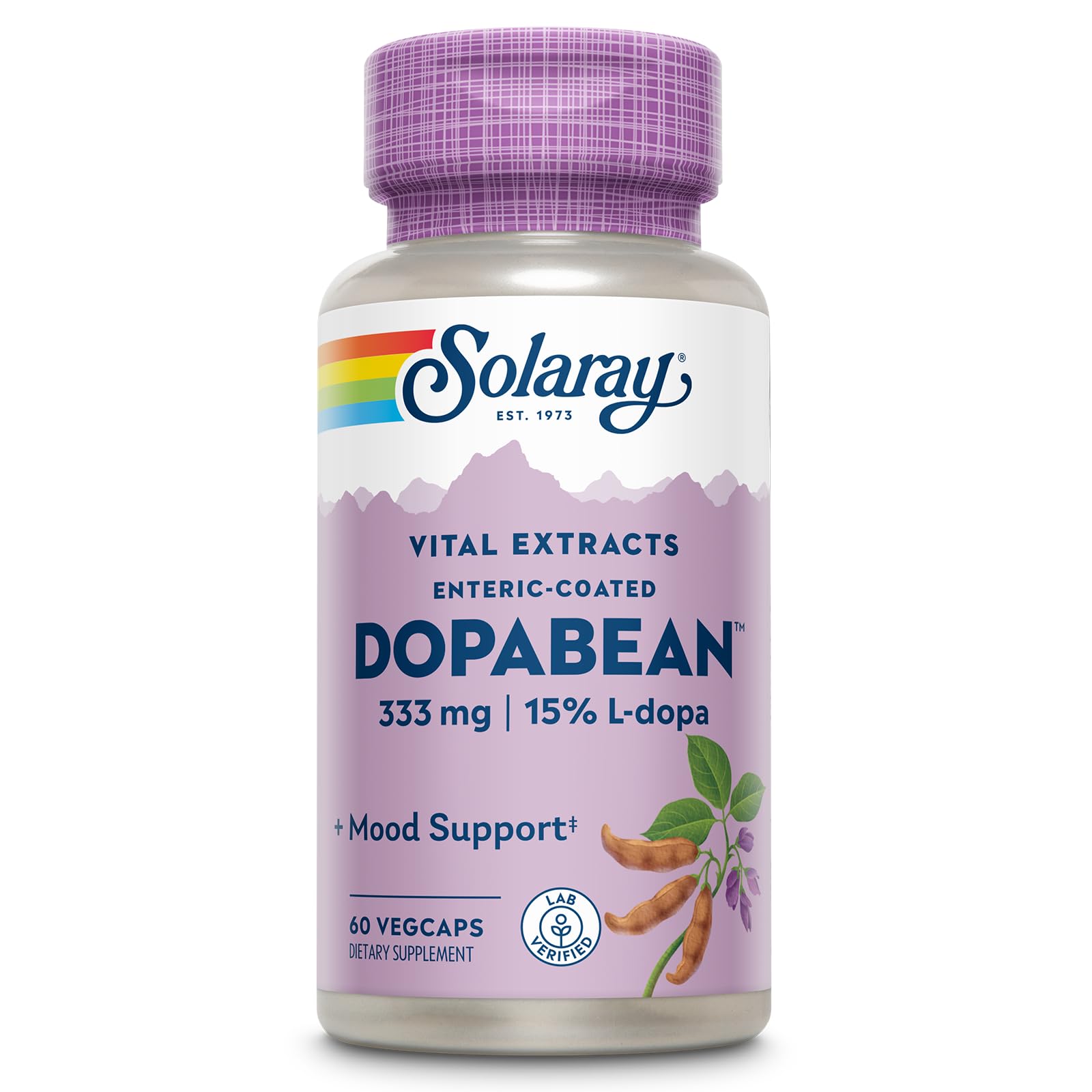 SOLARAY Dopabean 333mg Mucuna Pruriens L-Dopa Capsule, 60 Count