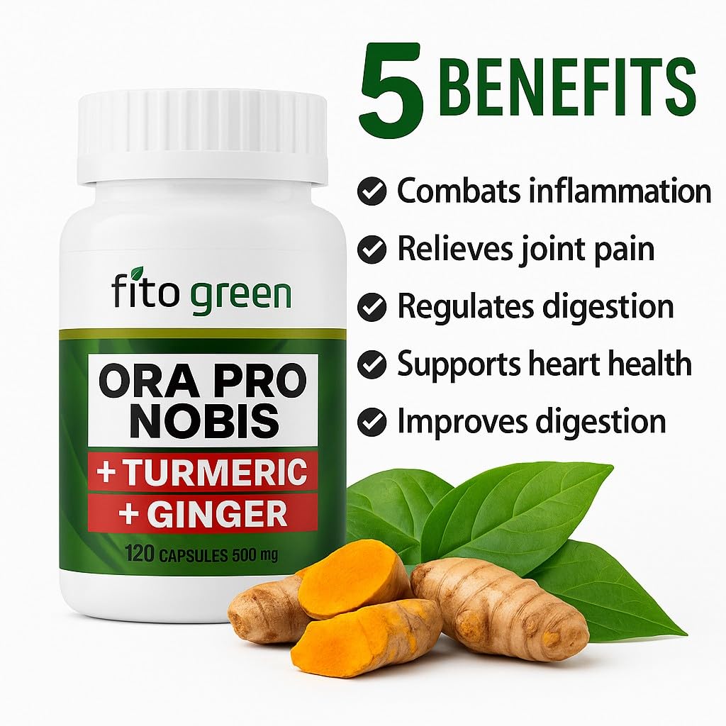 Fitogreen Ora Pro Nobis Turmeric and Ginger Supplement Capsules, 1 Count