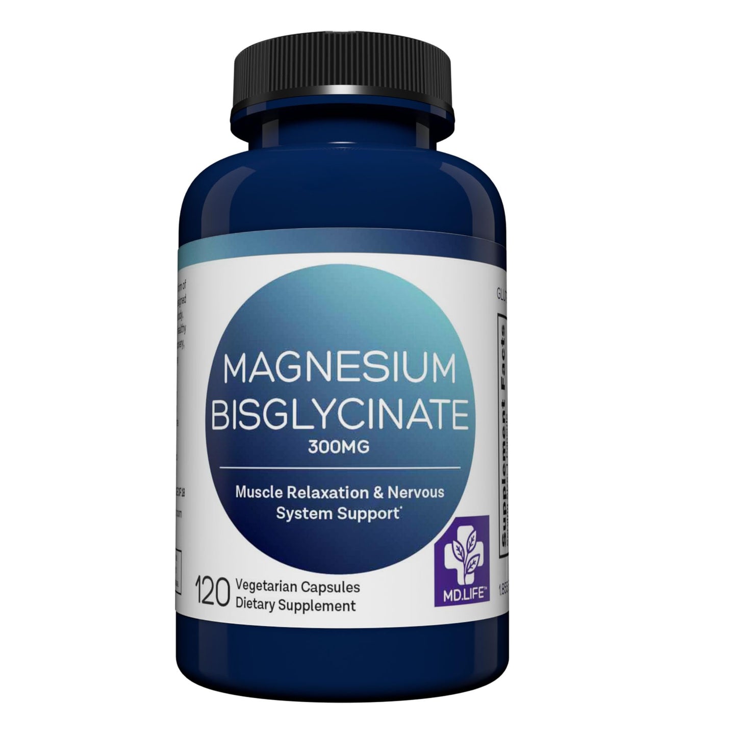 MD.LIFE Magnesium Bisglycinate 300mg Capsule, 120 Count