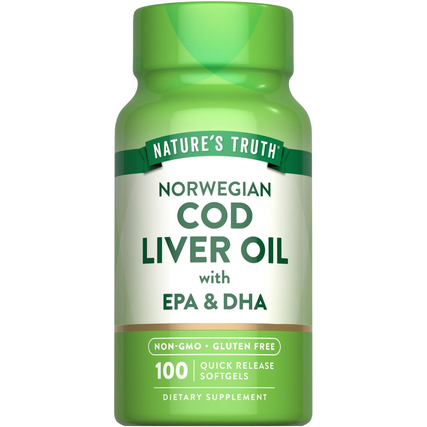 Nature's Truth Norwegian Cod Liver Oil Softgels with EPA & DHA, 100 Count