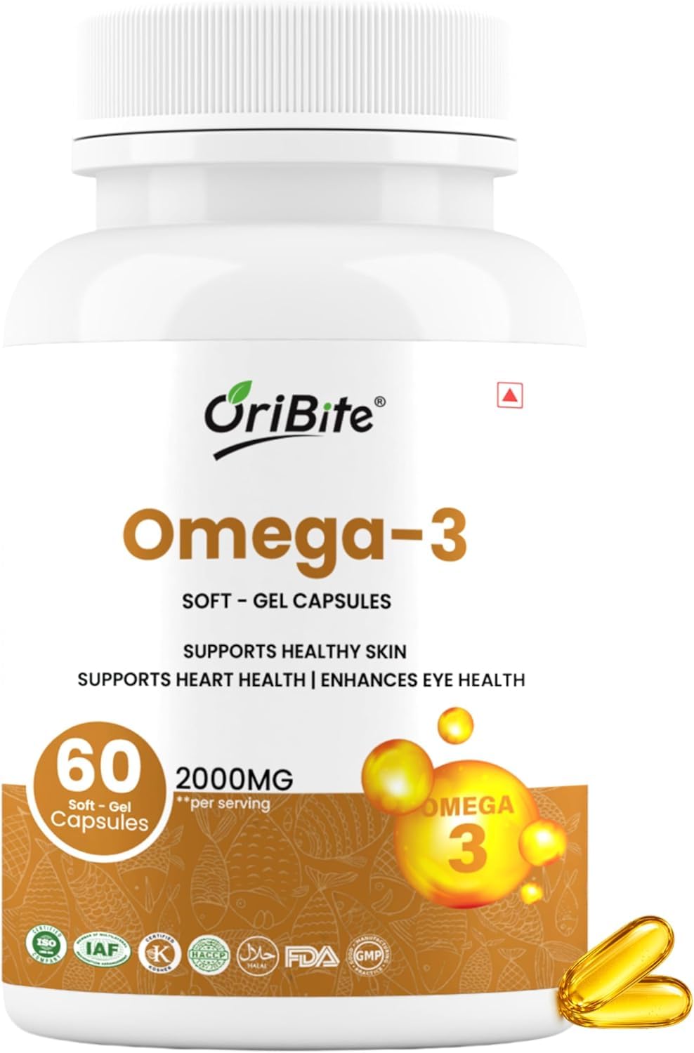 ORIBITE Omega-3 Fish Oil 2000mg Softgel Capsules, 60 Count