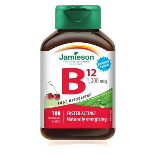 Jamieson Laboratories Vitamin B12 Methylcobalamin Fast Dissolving Sublingual Tablets, 1,000 mcg, 100 Tablets