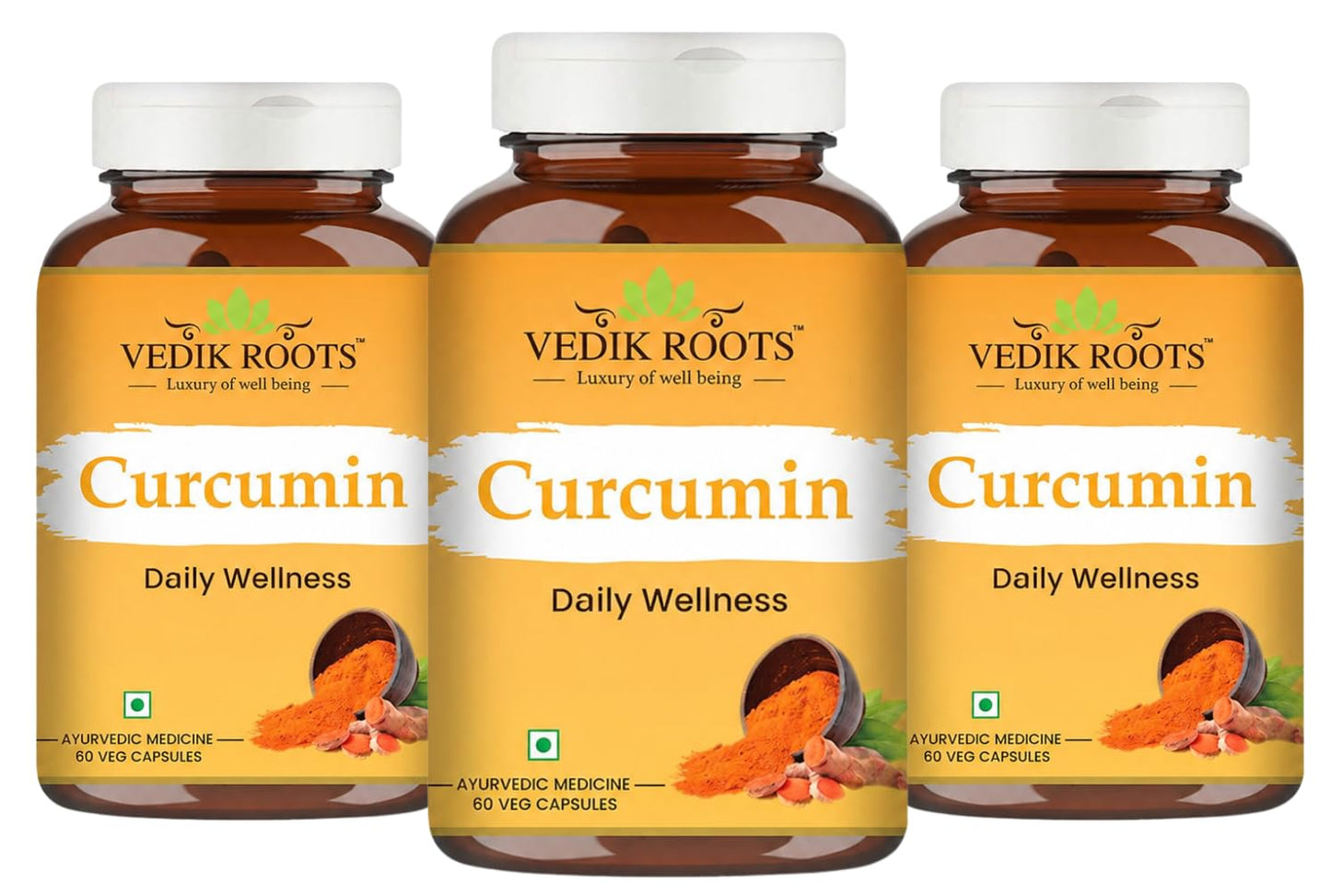 VEDIKROOTS Curcumin Capsules, 60 Veg Capsules, 1 Count
