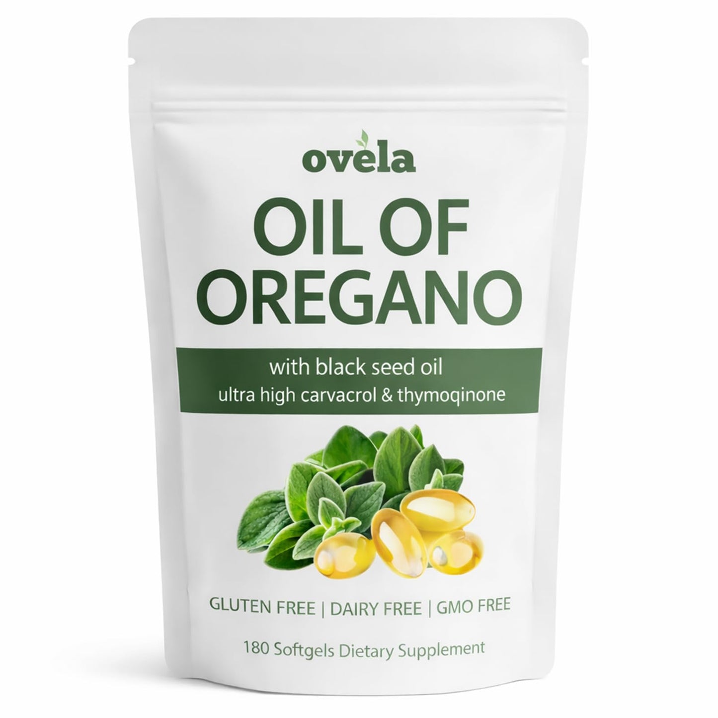 Ovela Oil of Oregano with Black Seed Oil Softgels, 180 Count