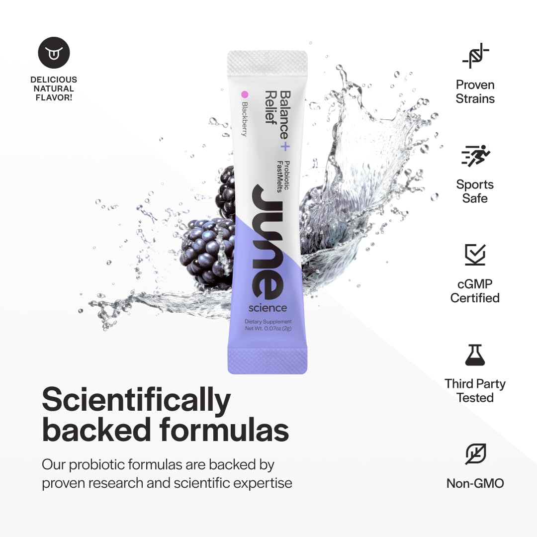 June Science Balance + Relief Fast Melt Pre + Probiotic for Mood & Stress Powder 2.1 oz