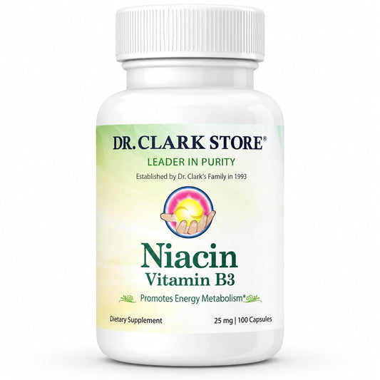 Dr Clark Store Niacin (Vitamin B3) Supplement 25mg Capsules, 100 Count