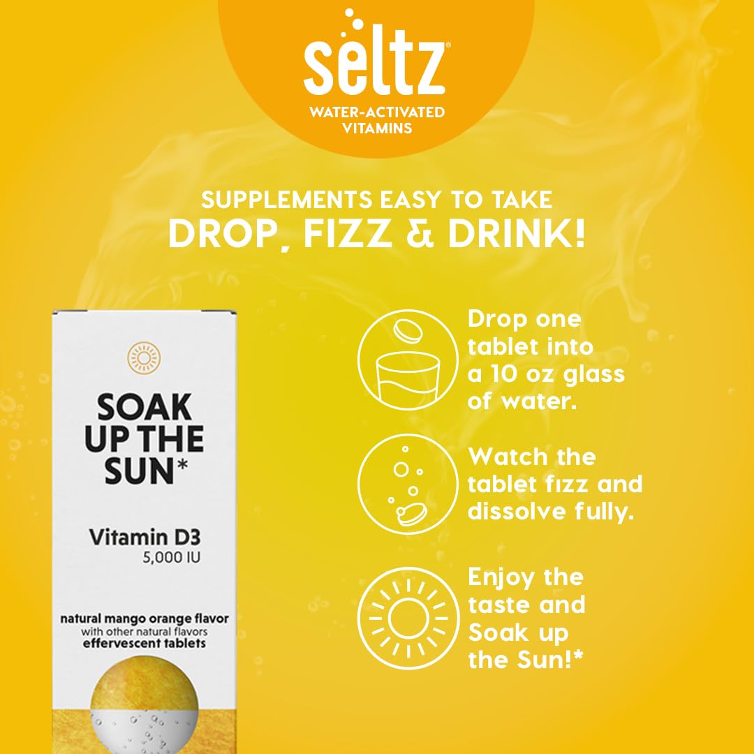 Seltz Soak Up The Sun Effervescent Vitamin D3 Tablets, 20 Count