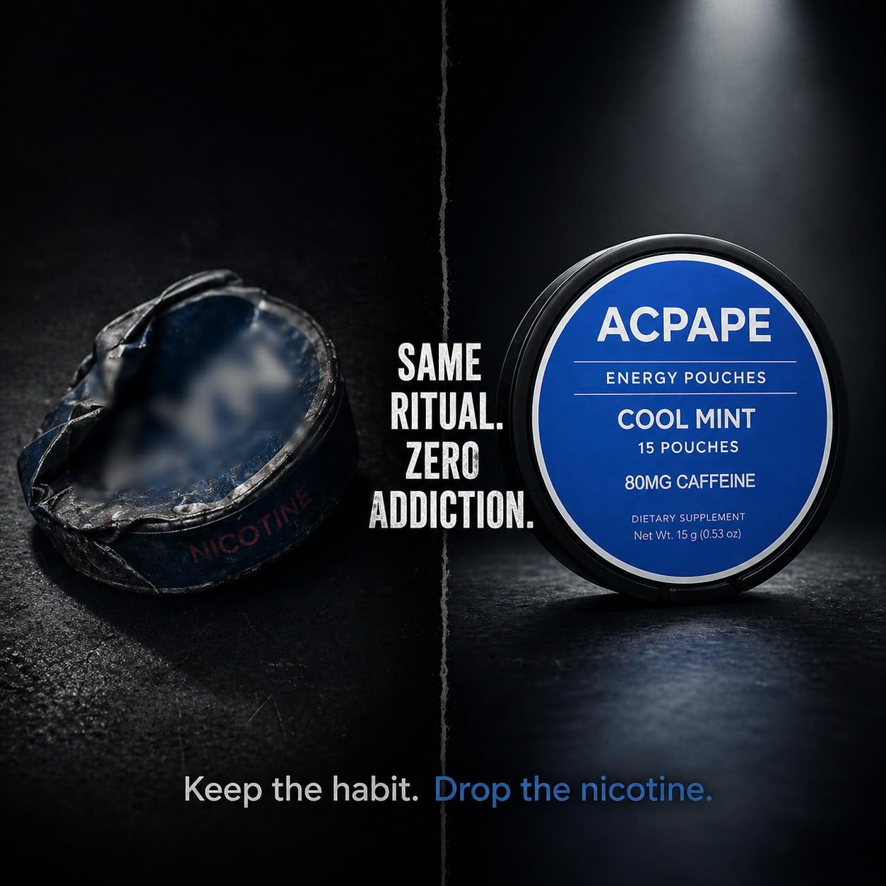 Acpape Caffeine Energy Pouches Cool Mint Nicotine Free, 1.69 Ounce