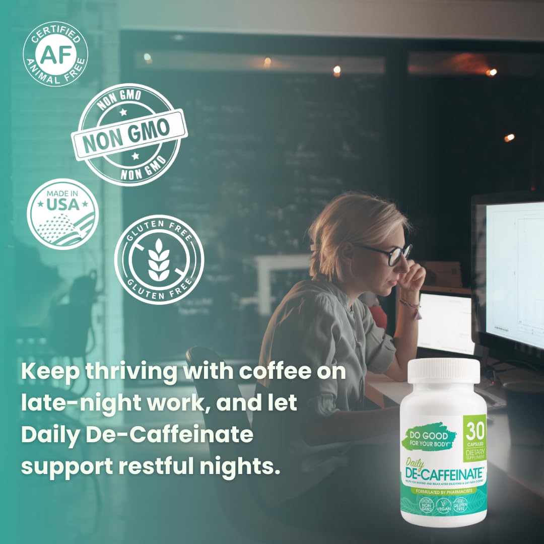 Do Good For Your Body Daily De-Caffeinate for Coffee Lovers Rutaecarpine Supplement for Relaxation After Caffeine, Non-Melatonin, Non-Addictive Evening Formula, 60 Capsules
