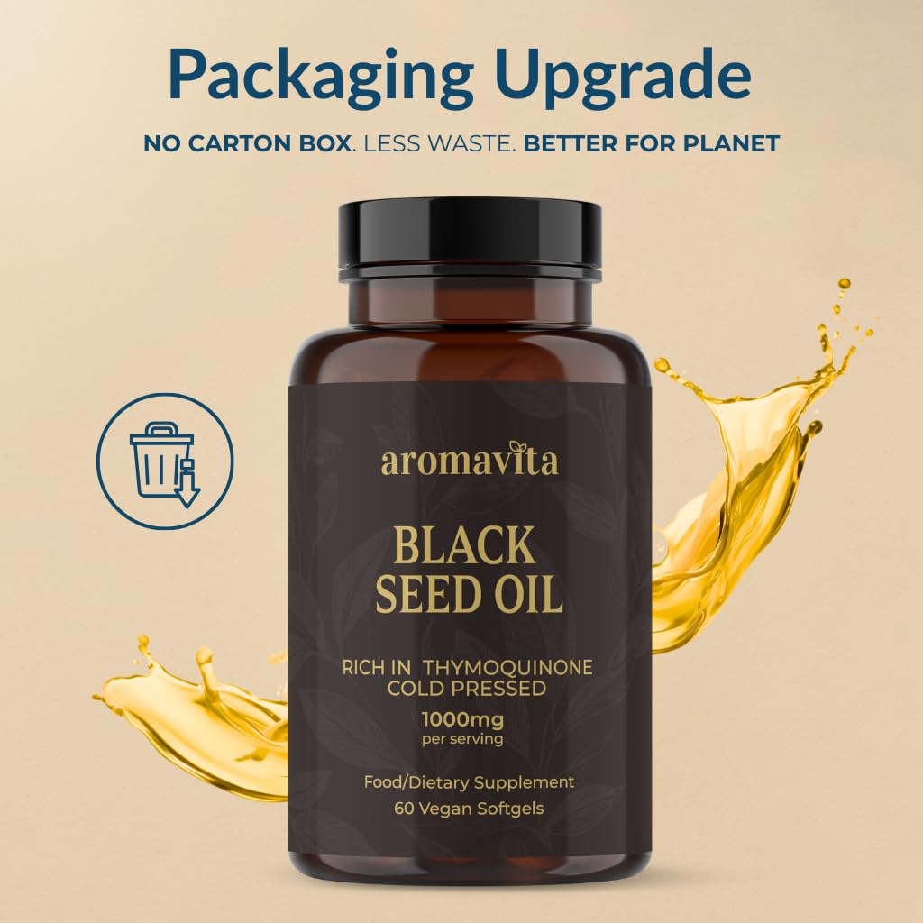 AROMAVITA Black Seed Oil 1000mg Capsule, 60 Count