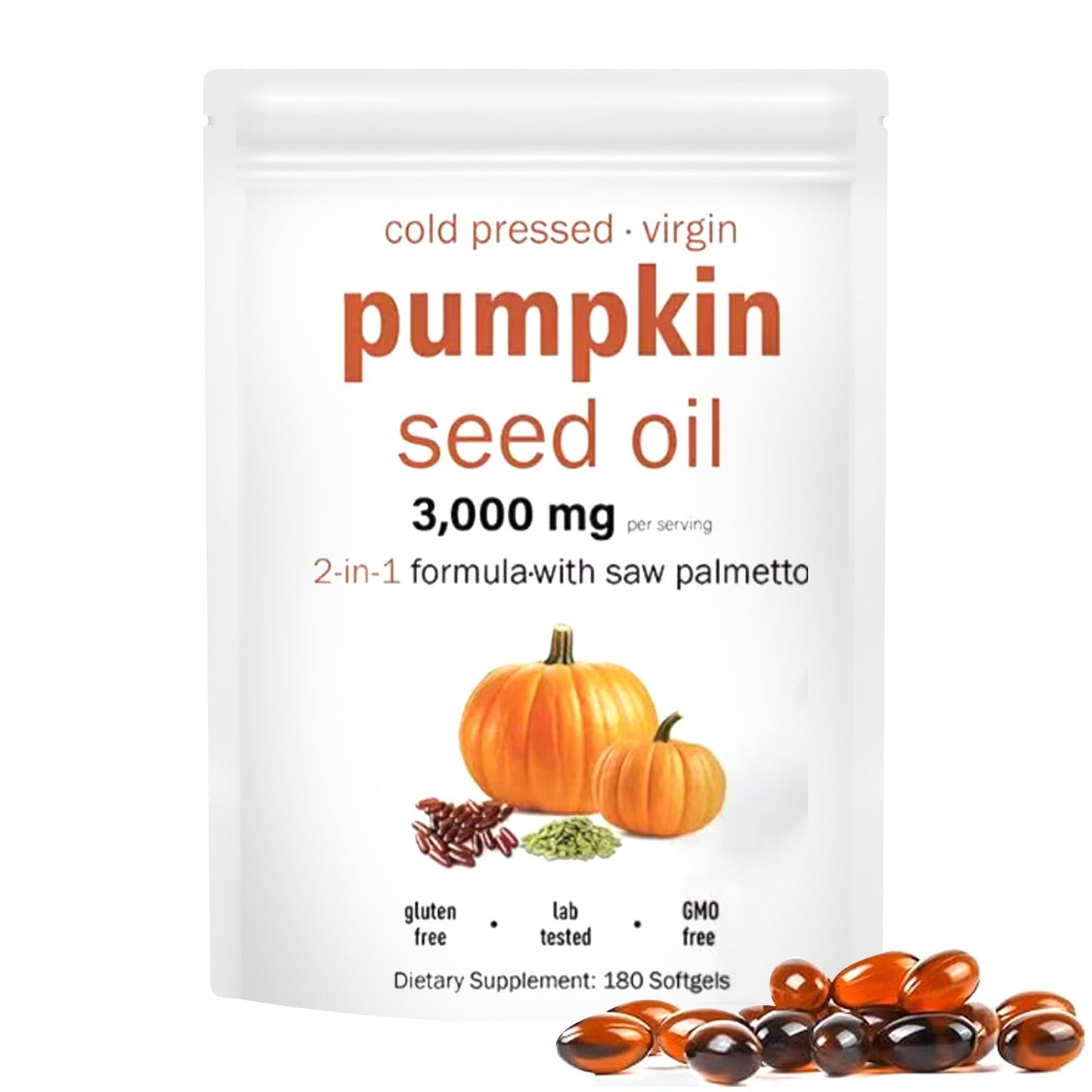 YATIME Pumpkin Seed Oil 2 in 1 with Saw Palmetto Softgels, 180 Softgels
