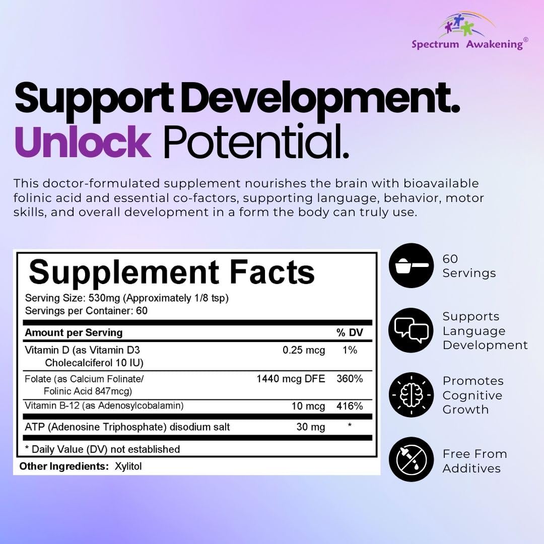 Spectrum Awakening Super Folinic Acid Powder, 1 Ounce