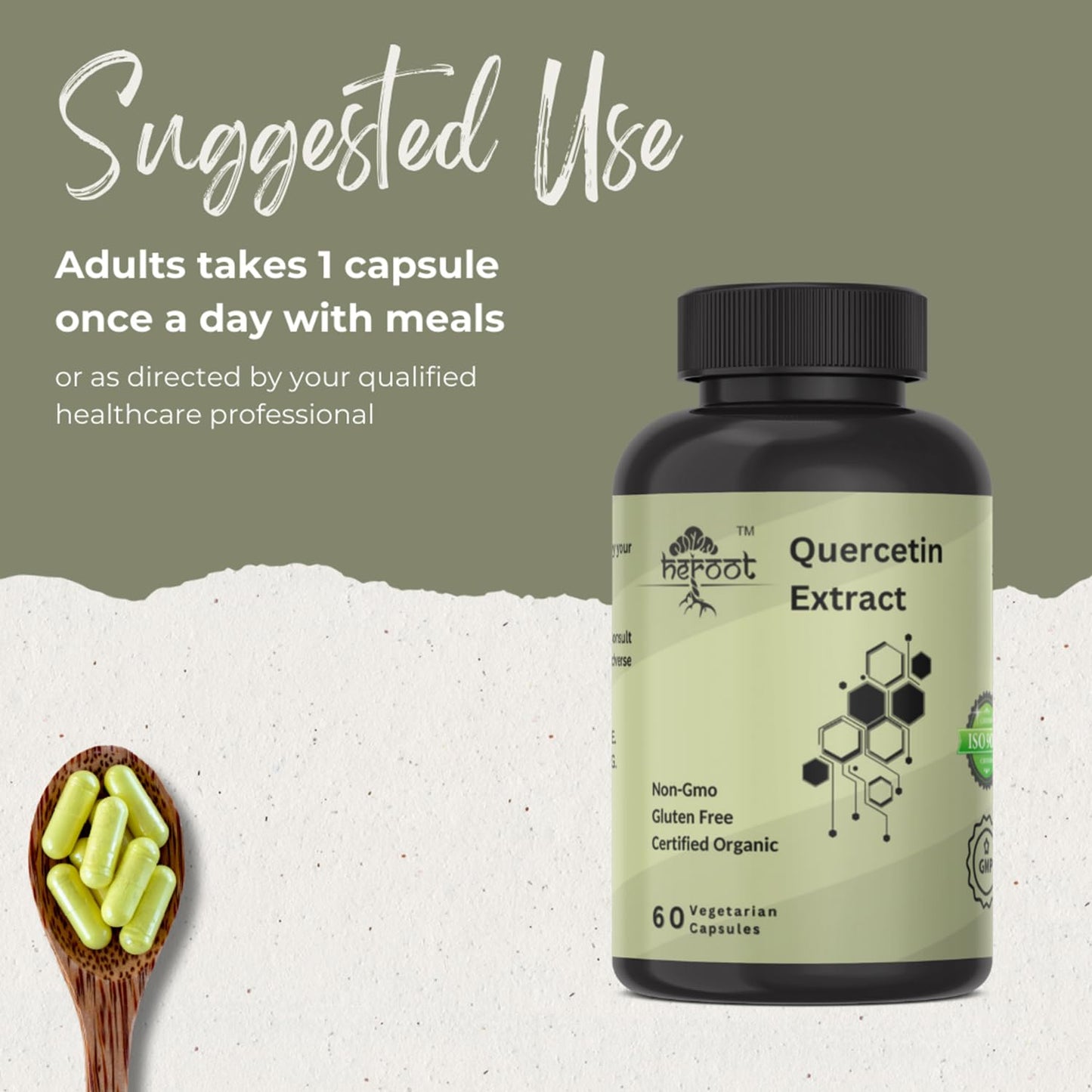 Heroot Quercetin Extract Capsules 60 Count