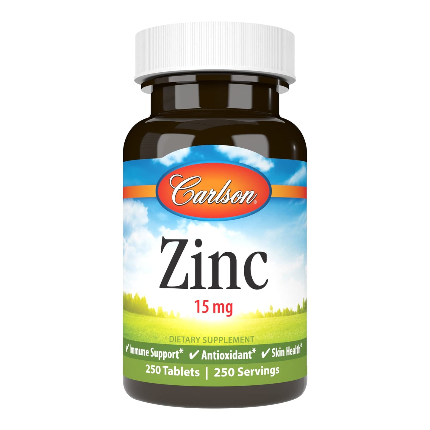 Carlson Zinc 15 mg – Zinc Gluconate Supplement for Immune Support & Skin Health – Antioxidant Zinc Softgels 250 Count