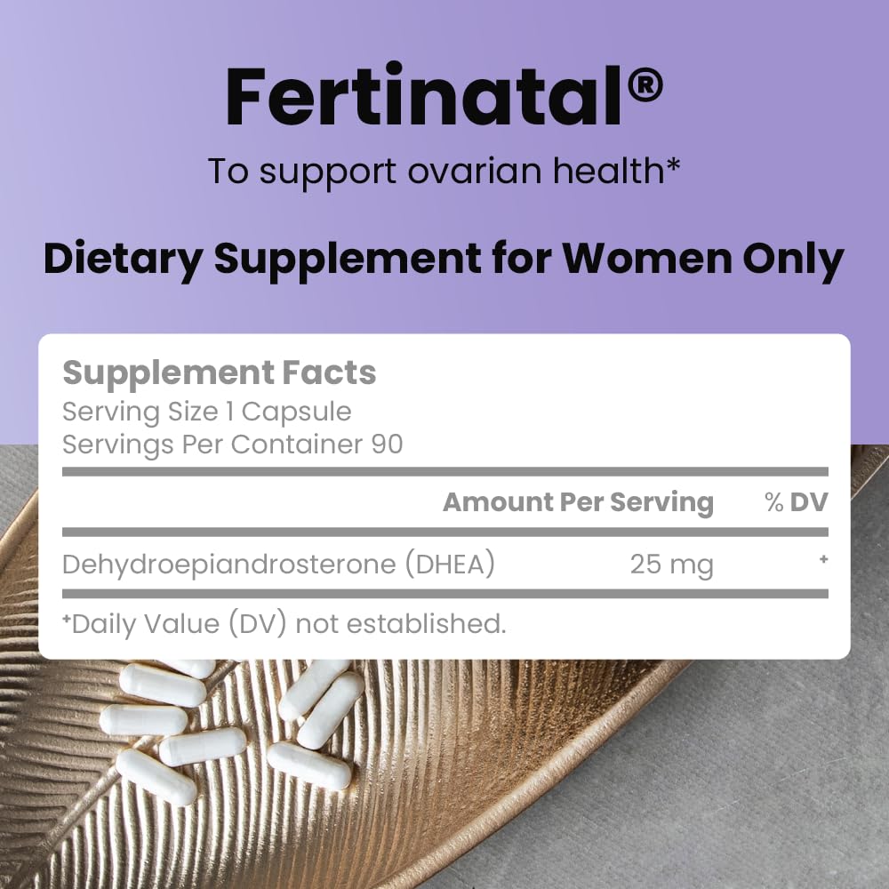Fertinatal Micronized DHEA Female Natural Plant-Based Fertility Supplement Capsules, 84 Count