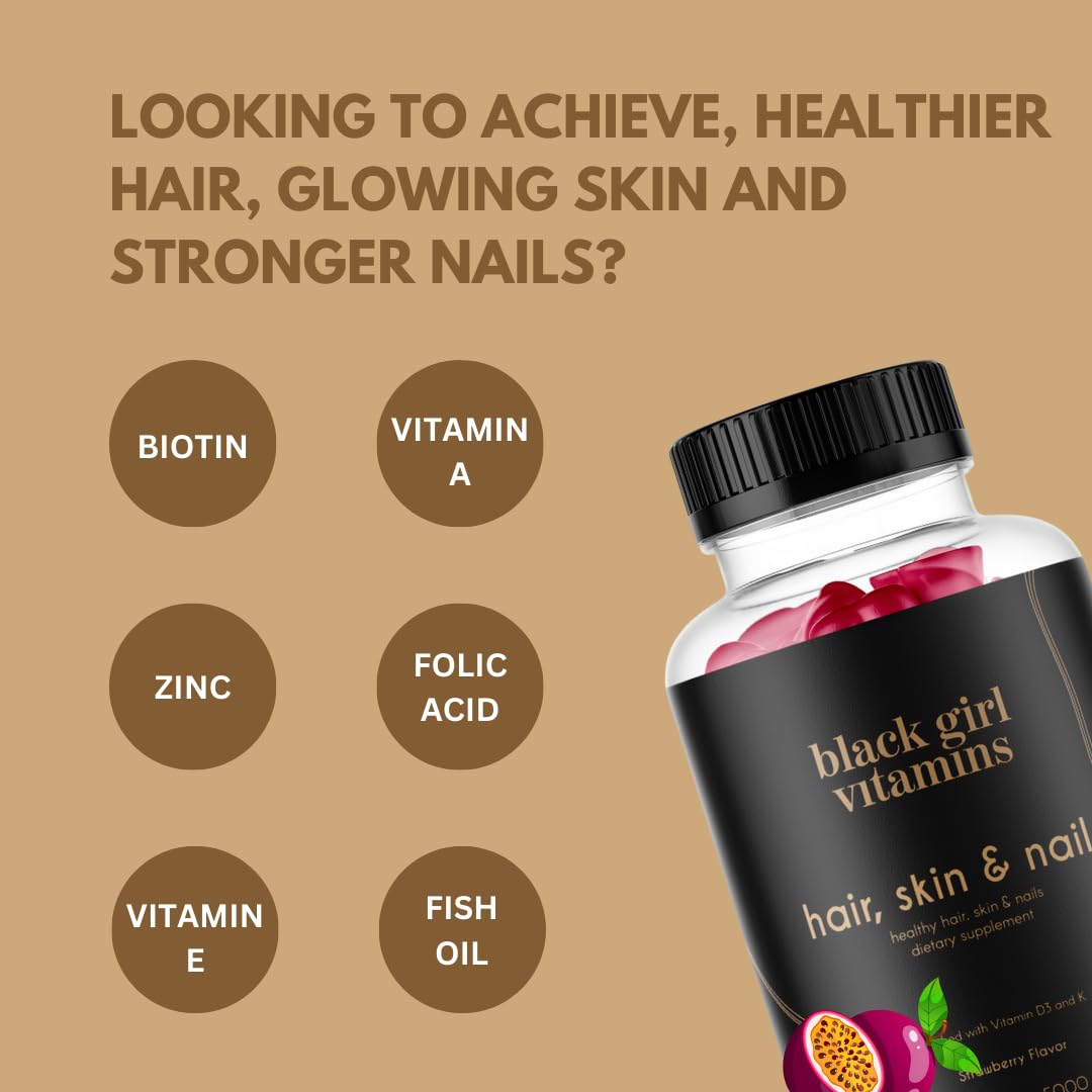 Black Girl Vitamins Hair, Skin, and Nails Biotin Gummies 120 Count