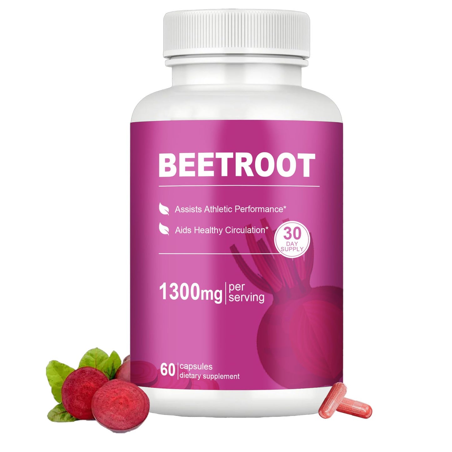 LIMYGOO Beet Root Capsules 1300mg Beetroot Powder for Natural Energy & Endurance Support, Non-GMO, 60 Capsules