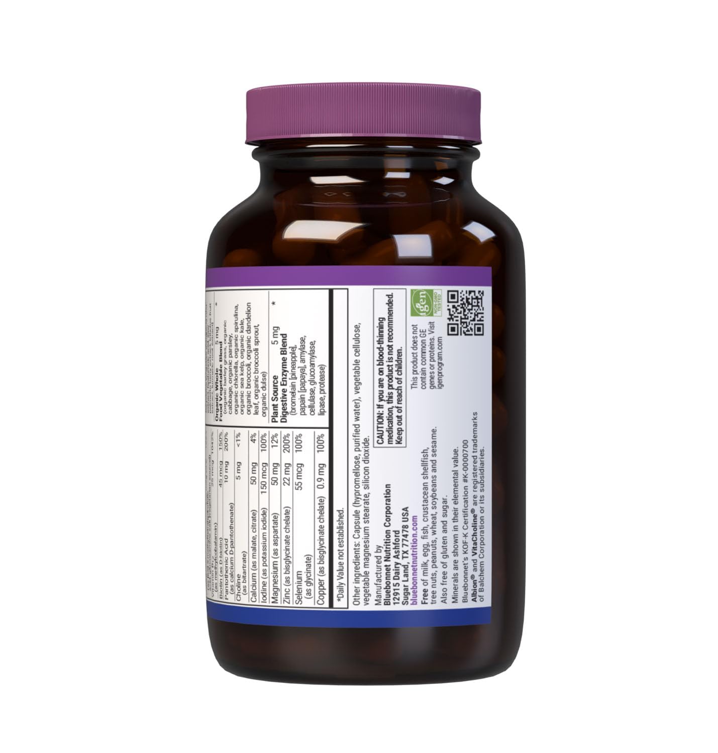 BlueBonnet Mens' ONE 40+ Whole Food-Based Multiple, Men Multivitamin for Men 40+ Capsule, 60 Count