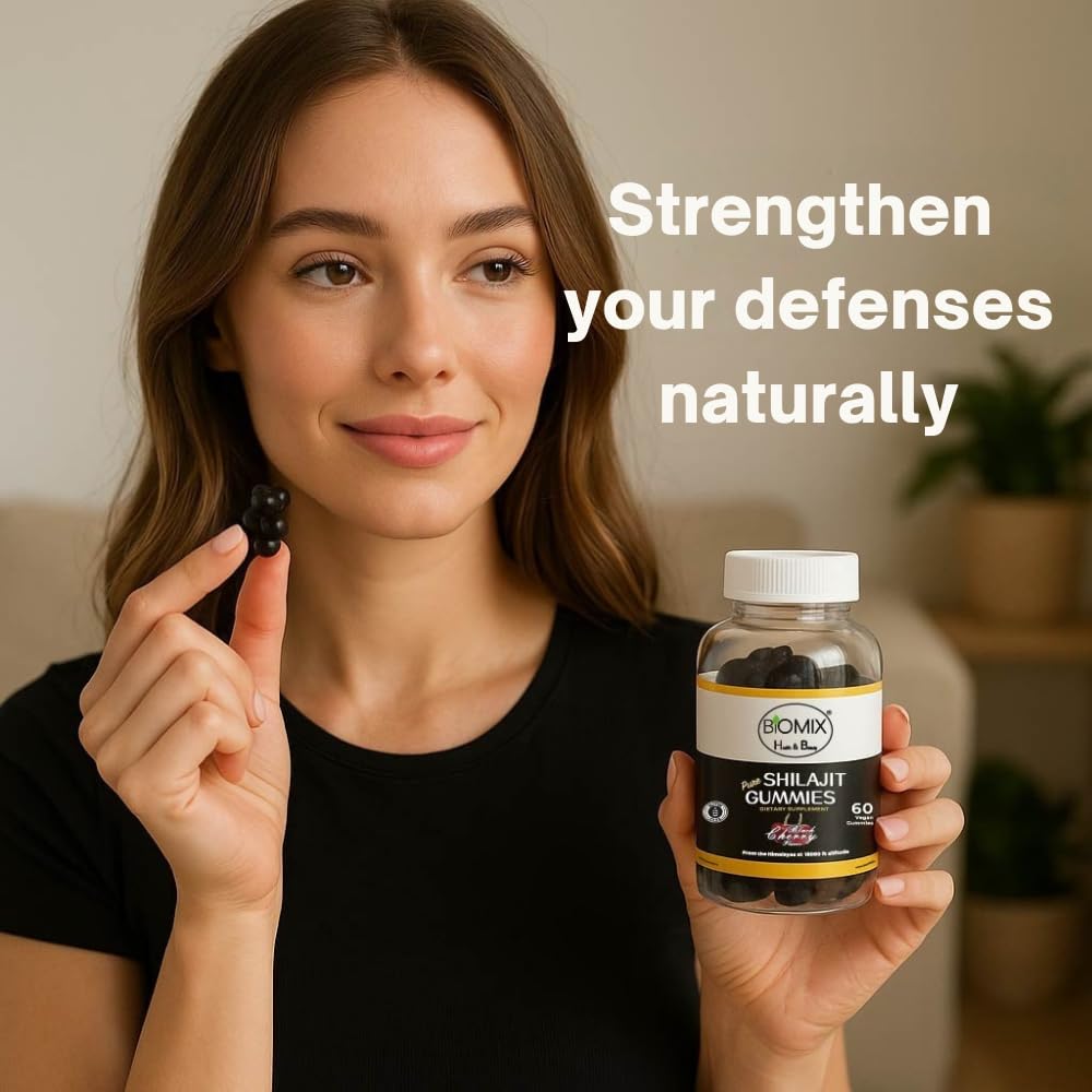 BIOMIX HEALTH & BEAUTY Premium Pure Himalayan Shilajit 500mg Real Shilajit Gummies, 60-count