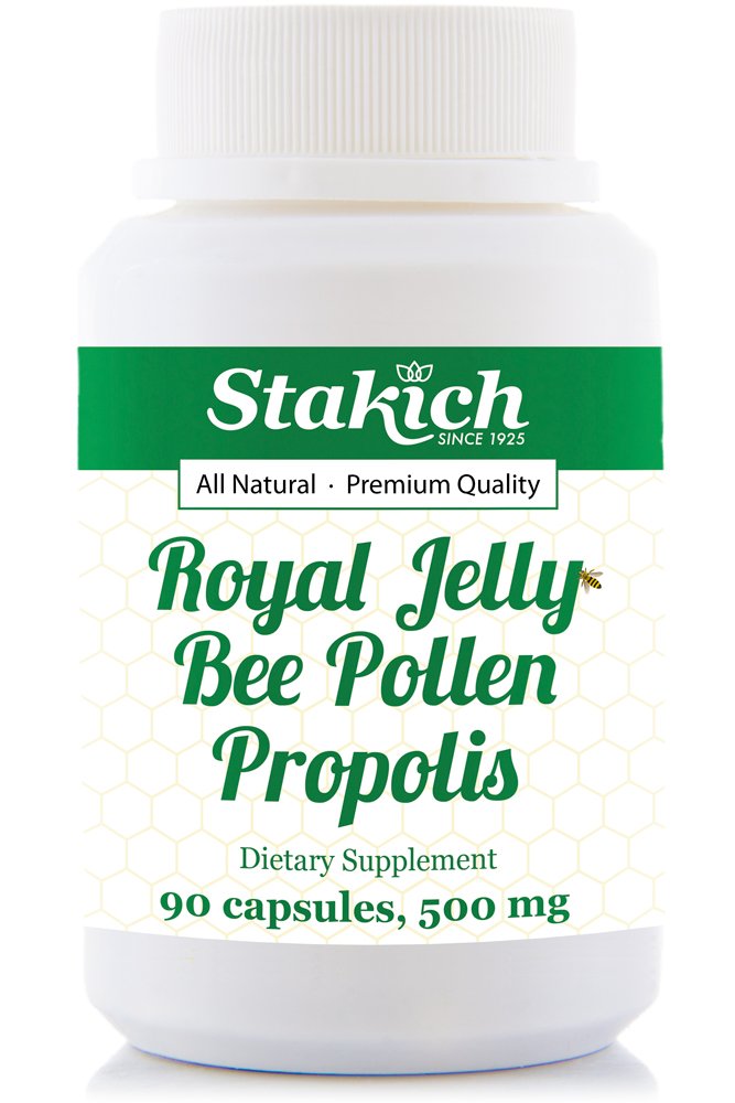 Stakich 500 mg Capsules (Royal Jelly, Bee Pollen, Propolis) 90 Count