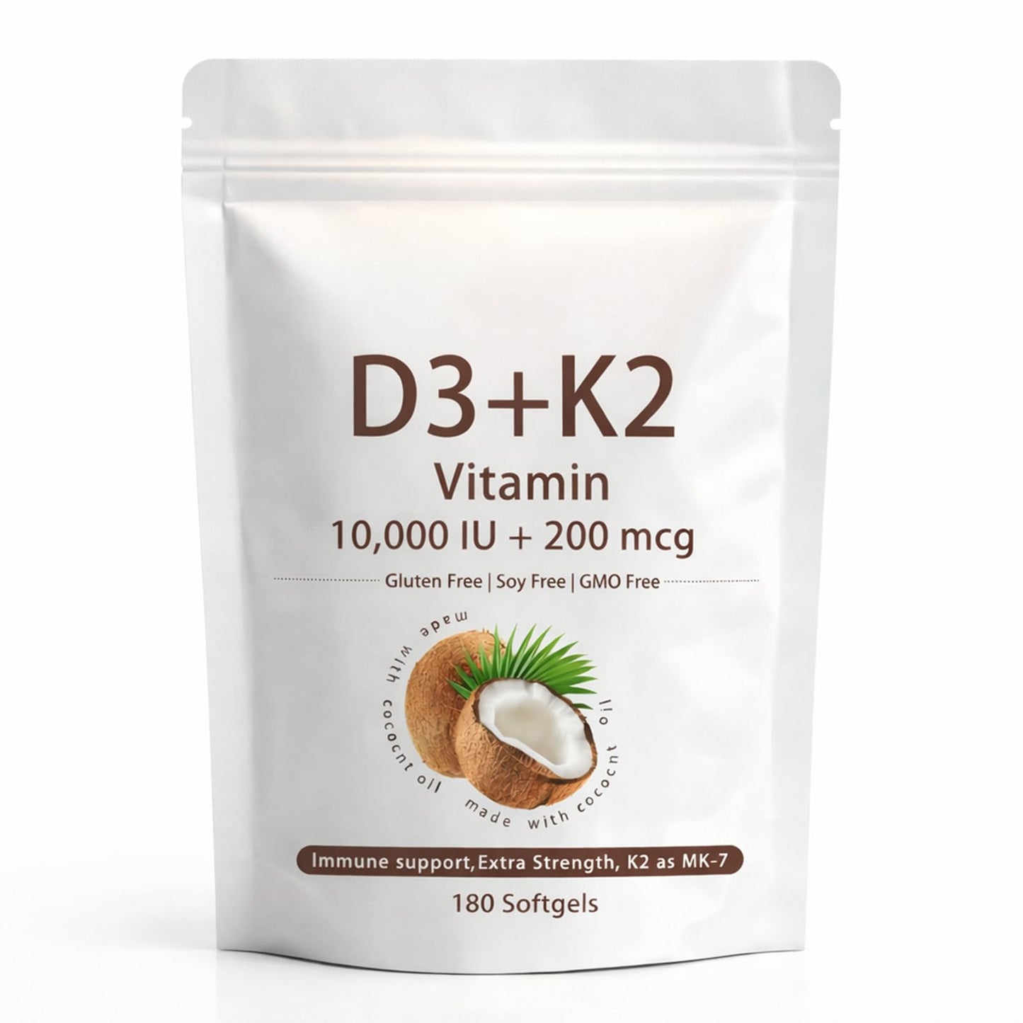 Hydroliv Vitamin D3 K2 10000 IU with K2 MK-7 200 mcg Softgels, 180 Count