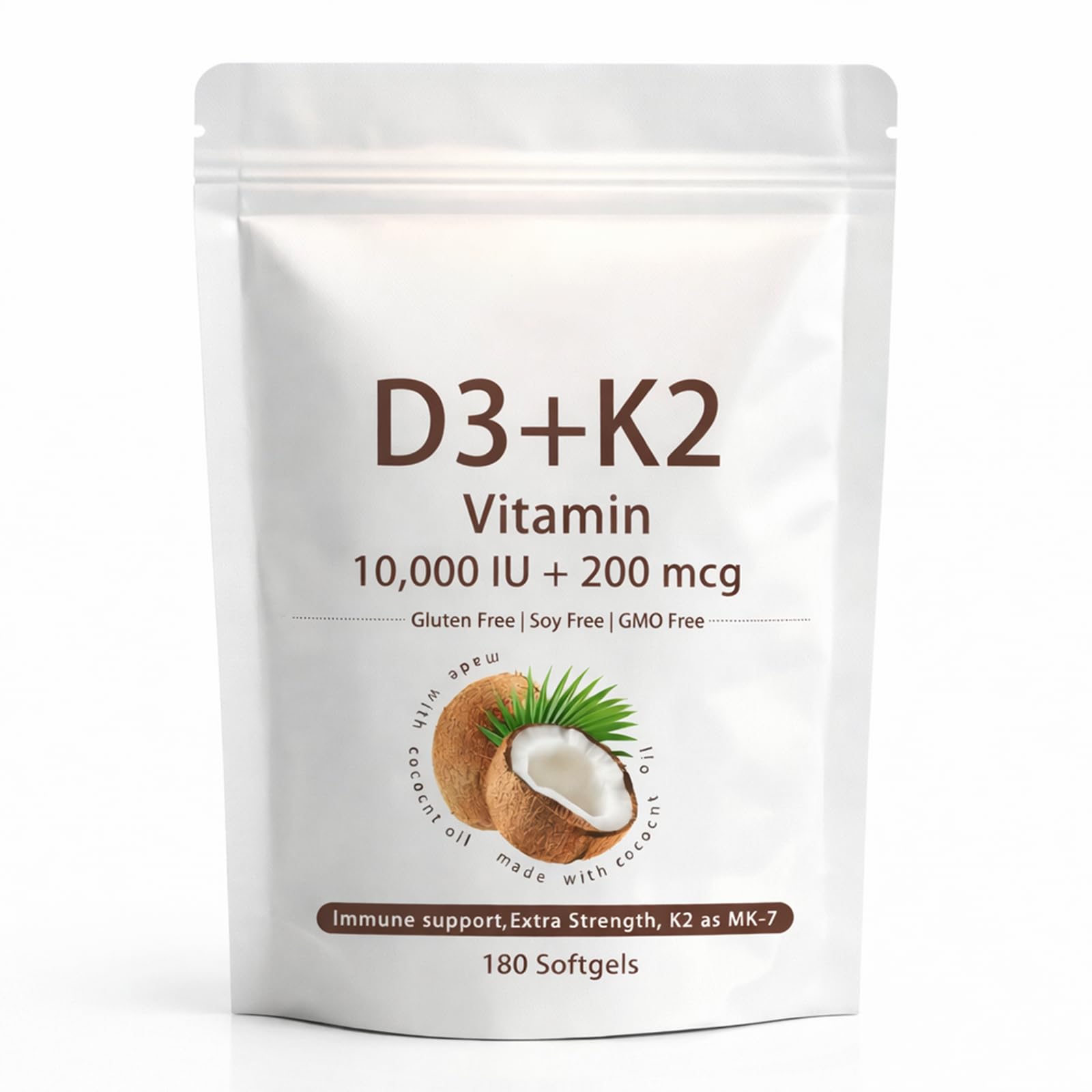 Hydroliv Vitamin D3 K2 10000 IU with K2 MK-7 200 mcg Softgels, 180 Count