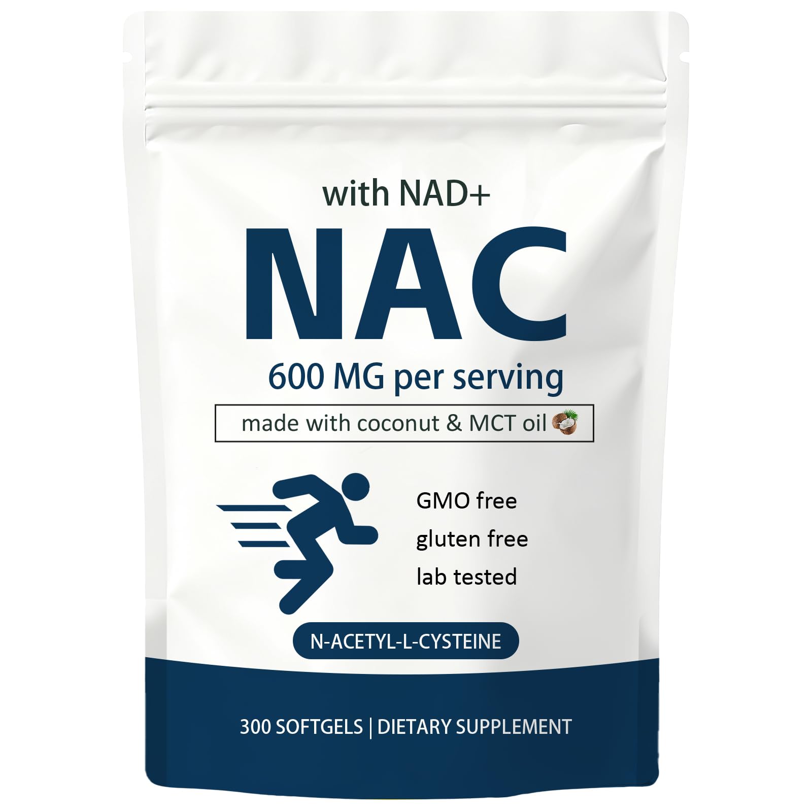 EILTEAU CoreStandard Labs NAC Supplement with NAD+ & Coconut Oil Softgels 300