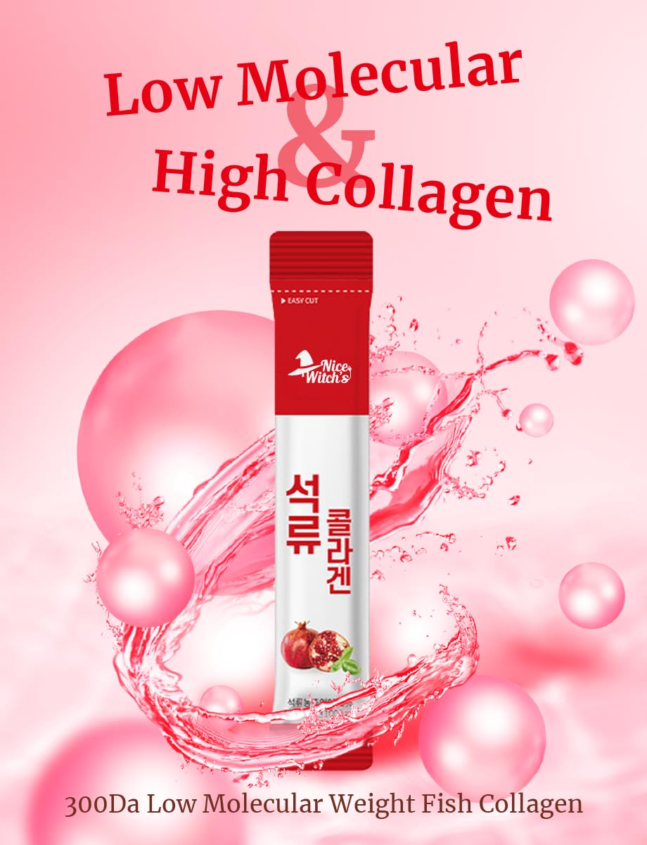 NICE WITCH'S Korean Pomegranate Collagen Jelly Sticks Gummies 30 Count