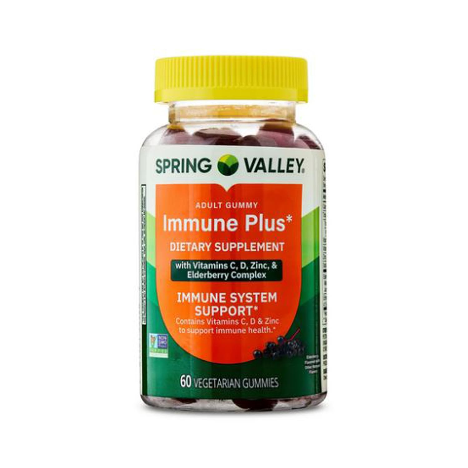 H4U Immune Plus Dietary Supplement Vegetarian Gummies with Elderberry, Vitamin C, Vitamin D for Immune System Support, 60 Gummies