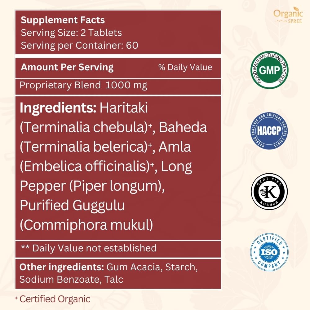 Organic Spree Triphala Guggulu Tablet, 240 Tablets