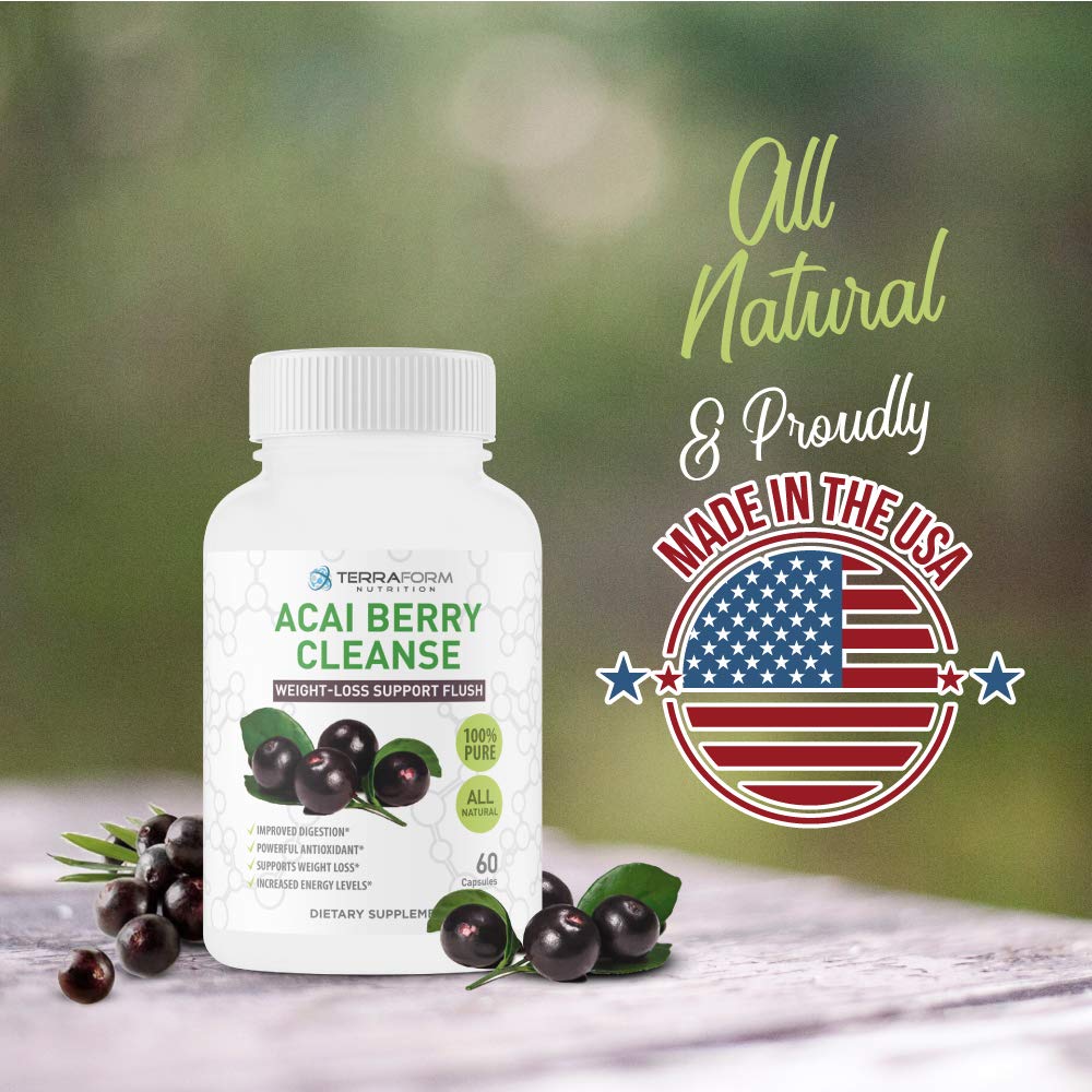 TerraForm Nutrition Natural Acai Berry Cleanse Capsules, 60 Count
