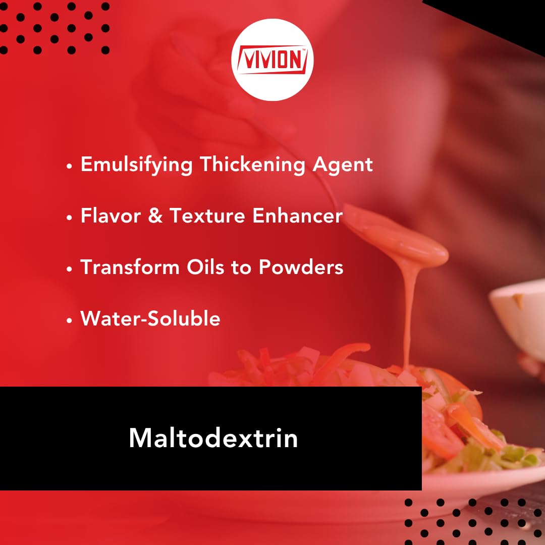 Vivion Maltodextrin Powder 176 Non-GMO Food Safe Starch Bulking Agent for Dry Mixes Carrier Thickener & Fat Substitute Gran 10 DE