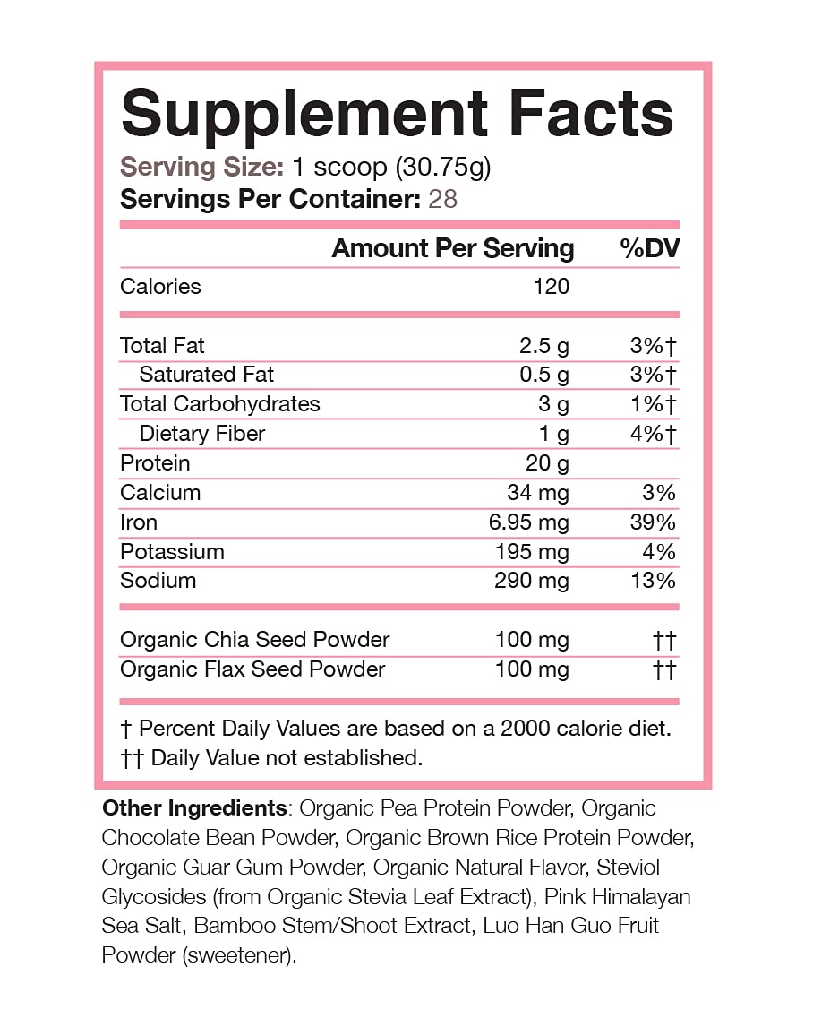 Love Sweat Fitness Organic Plant Based Protein Powder, Chocolate, 30.4 oz